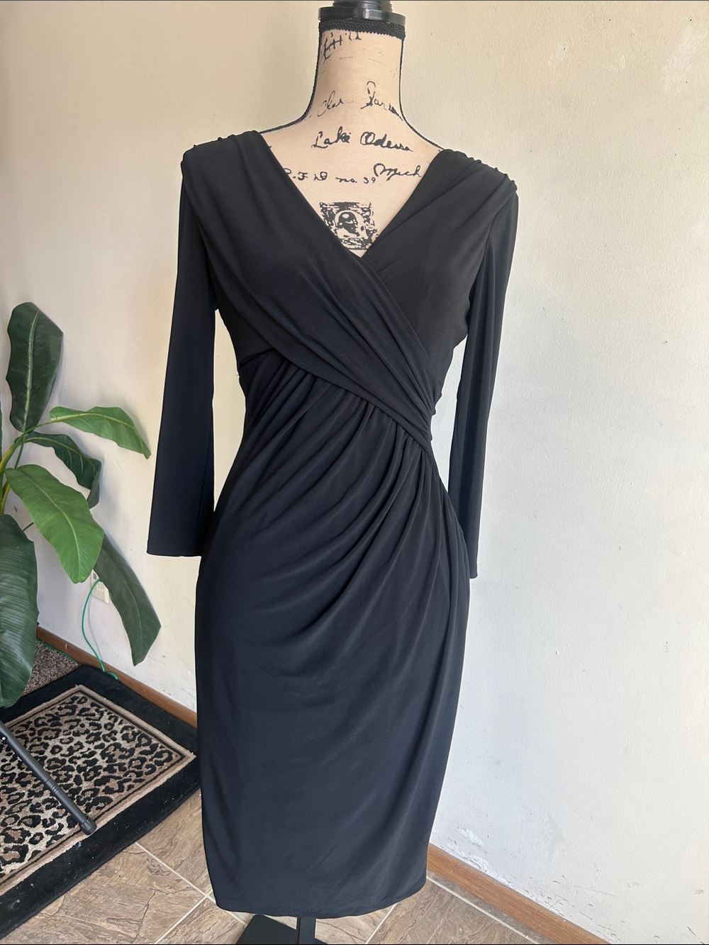 Lauren Ralph Lauren Faux Wrap Black Dress Size 4